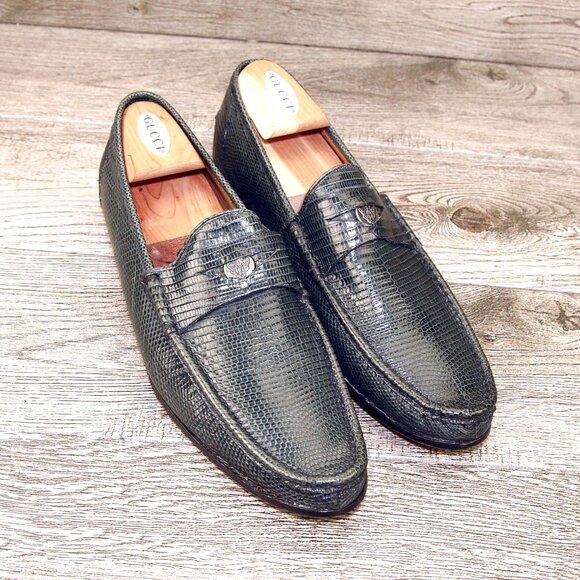 $ 1350 Genuine Lizard GUCCI Loafers 11.5 D Orig Box Orig Trees * add $26 Reptan - Picture 1 of 16